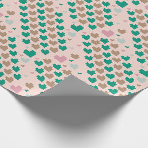 Diagonaal Pixel Hartpatroon Cadeaupapier