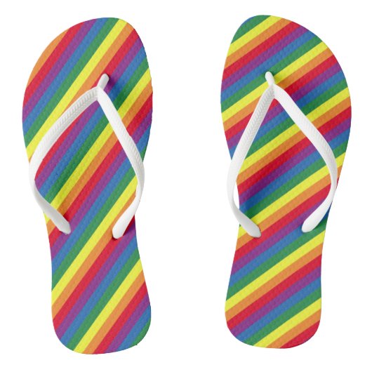 Diagonaal regenboogpatroon teenslippers (Voetbed)