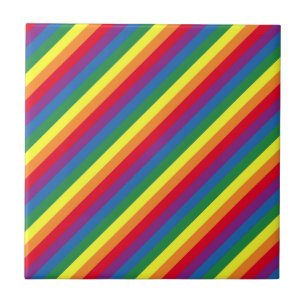 Diagonaal regenboogpatroon tegeltje