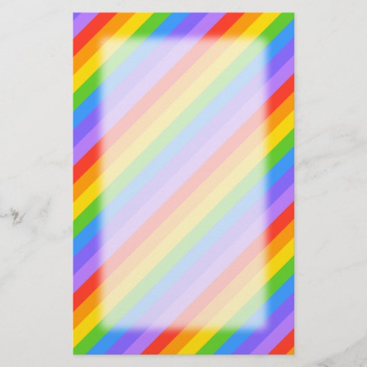Diagonaal regenboogstrips patroon. briefpapier (Voorkant)