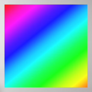 Diagonaal regenboogverloopblauw naar groen poster