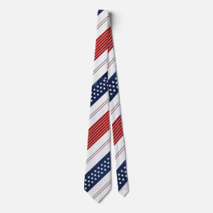 Diagonaal Rood Blauw Stars & Stripes Patroon Stropdas
