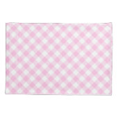 Diagonaal roze en wit Gingham patroon Kussensloop (Achterkant-Links)