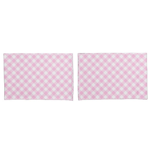 Diagonaal roze en wit Gingham patroon Kussensloop (Voorkant-Set)