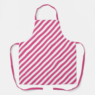 Diagonaal roze en witte strepenpatroon schort