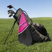 Diagonaal script naam Hot Pink Polka Dot Black Golfhanddoek (Groen)