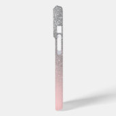 Diagonaal Silver Blush Pink Ombre Gradiënt Monogra Case-Mate iPhone Case (Achterkant / Links)