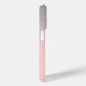 Diagonaal Silver Blush Pink Ombre Gradiënt Monogra Case-Mate iPhone Case (Achterkant / Rechts)