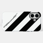 Diagonaal streep zwart-wit, naam, minimalistisch Case-Mate iPhone case (Achterkant (horizontaal))