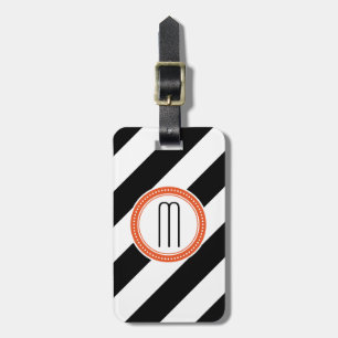 Diagonaal Stripe Monogram Bagagelabel - koraal