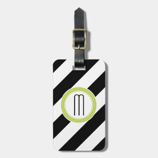 Diagonaal Stripe Monogram Bagagelabel - limoen