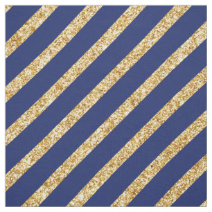 Diagonaal Stripe patroon van Navy Blue en Gold Gli Stof
