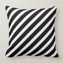 Diagonaal Striped Black & White Kussen