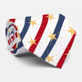 Diagonaal Striped Red Blue Gold Star Spangled Stropdas (Opgerold)