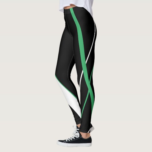 Diagonaal Stripes Patroon zwart-wit Leggings (Links)