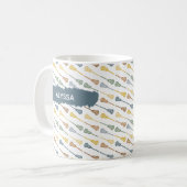 Diagonaal traankruid- en traankanaalpatroon koffiemok (Voorkant links)