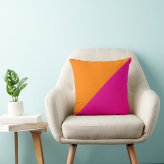Diagonaal Twee Tone Sinaasappel en Hot Pink Kleure Kussen