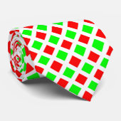 Diagonaal vierkant - Groen en Rood op witte Stropd Stropdas (Opgerold)
