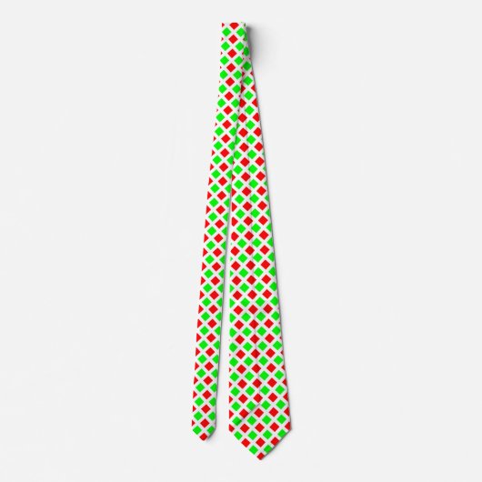 Diagonaal vierkant - Groen en Rood op witte Stropd Stropdas (Achterkant)