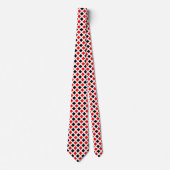 Diagonaal vierkant - Rood en zwart op witte nekpun Stropdas (Voorkant)