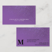 Diagonaal Violet Paars glitter gradient ombre Visitekaartje (Voorkant / Achterkant)