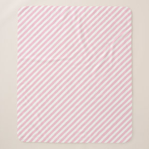 Diagonaal wit en roze strepenpatroon sherpa deken