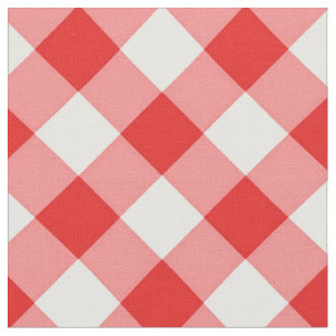 Diagonaal wit/rood gingham-patroonweefsel stof
