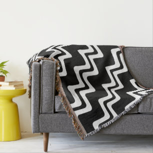 Diagonaal Zig Zag dubbel gekleurd lijnpatroon Deken