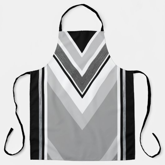 Diagonaal zwart, grijs, gestript schort van metaal (Voorkant)