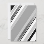 Diagonaal zwart, grijs, metallisch gestript sparen save the date (Achterkant)