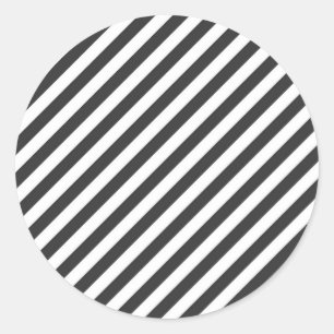 Diagonaal zwart-wit strepenpatroon ronde sticker