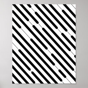 Diagonaal zwarte streepjeslijnen poster