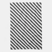 Diagonal black and white stripes  pattern theedoek (Verticaal)
