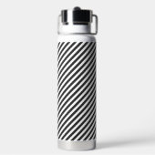 Diagonal black and white stripes  pattern waterfles (Achterkant)