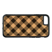 Diagonal Black Gingham Pattern on Cherry Wood Carved Wood iPhone Hoesje (Achterkant (horizontaal))