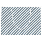 Diagonal blue and white stripes pattern groot cadeauzakje (Achterkant)