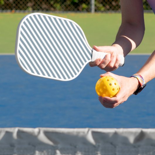 Diagonal blue and white stripes pattern pickleball paddle (Insitu)