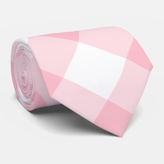 Diagonal géant rose et blanc En vichy Cravate (Roulé)