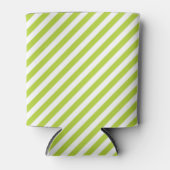 Diagonal lime green and white stripes pattern blikjeskoeler (Voorkant)