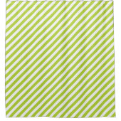 Diagonal lime green and white stripes pattern douchegordijn (Voorkant)