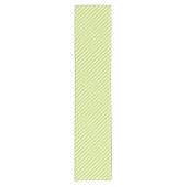 Diagonal lime green and white stripes pattern korte tafelloper (Voorkant)
