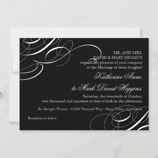 Diagonal Moderne Calligraphie Vintage Invitations  (Devant)