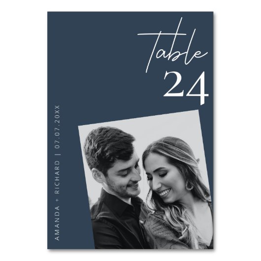 Diagonal Photo Magie : Modern Navy Numéro de table (Par défaut)