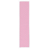 Diagonal pink and white stripes pattern korte tafelloper (Voorkant)