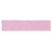 Diagonal pink and white stripes pattern korte tafelloper (Horizontaal)