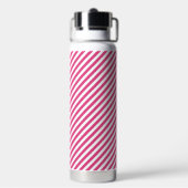 Diagonal pink and white stripes pattern waterfles (Achterkant)