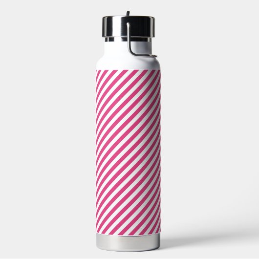 Diagonal pink and white stripes pattern waterfles (Links)