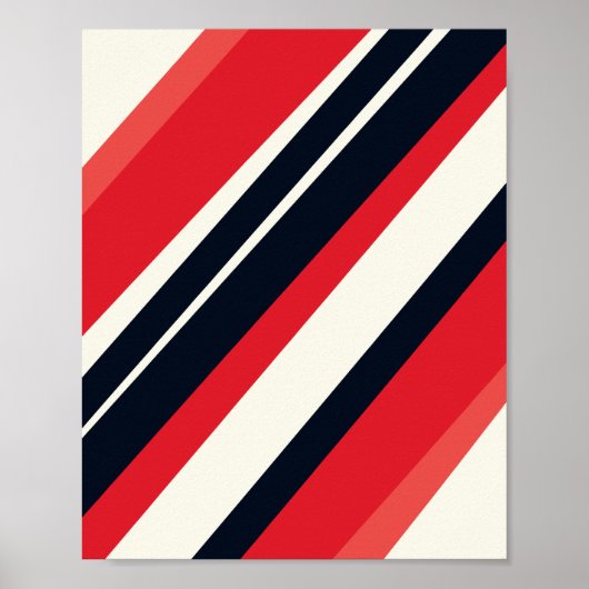 Diagonal Red and Black Stripes on light Beige Poster (Voorkant)