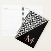 Diagonal Rose Gold Foil Clé grecque Noir Monogramm (Devant avec enveloppe)