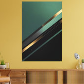 Diagonal Stripes in Deep Emerald and Gold Canvas Afdruk (Insitu (Woonkamer))